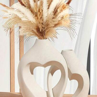 2 piezas Juego de jarrones con corona floral moderna, jarrones decorativos de estilo minimalista blanco, adecuados para sala de estar, entrada, estantería, repisa de chimenea, centro de mesa (Nota: Consulte el tamaño del producto y las imágenes)