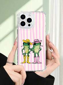 1PC Diseño de ranas vaqueras carcasa transparente para Apple Minimalista protección contra caídas ,para Samsung ,para Xiaomi,para Moto,compatible con iPhone16/15/14/13/12/11/XS/XR/X/PLUS/PRO/PROMAX Sensación cómoda en la mano Regalo festivo Para amigos, novia, novio, familia - transparente - Ver 3