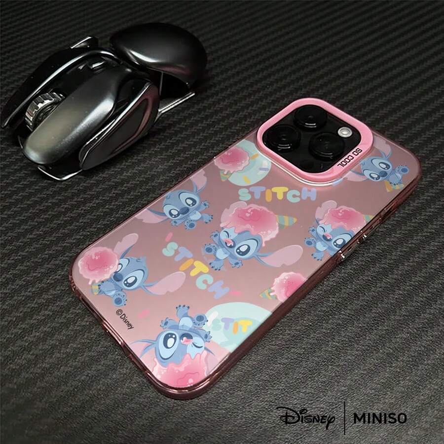 Miniso Disney Stitch Phone Case Pastel Dessert Pattern Design Sweet & Playful Disney Accessory Suitable For IPhone 17/17 Pro/17 Pro Max/17 Air/16/15/14/13/12/11/X Series Iphone 17 Pro Max Case Iphone 17 Pro Case Iphone 17 Case Stocking Stuffers The Girlfriend The Chosen Early Fall Fashion - 粉色 - 查看 1