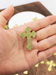 50pcs Gold Cross Glitter Confetti, Suitable For Baptism, Communion, Naming Ceremony, Baby Shower, Table Decoration - Gold - View 2