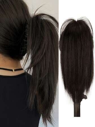 Peluca sintética con coleta para mujer, estilo natural con clip de agarre, coleta alta con cascada de 14 pulgadas de largo, adecuada para uso diario, trenza de coleta