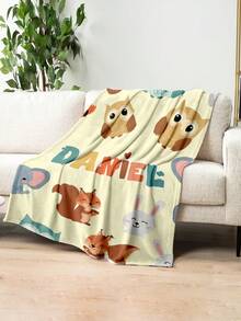 1pc Customized Flannel Personalized Blanket, Suitable For Bed, Living Room, Sofa, Outdoor, Beach, Camping, Pets And More, Customizable With Family/Pet/Couple Name Printed, Ideal Gift For Christmas, Mother's/Father's Day, Home, Birthday, Friends, Women, Parents And More - Style 2 - View 2