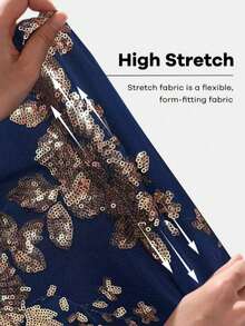 Đầm ôm sát hở lưng cổ yếm bằng vải lưới đính sequin bóng bẩy sang trọng dành cho nữ cỡ lớn RNU, mẫu mới Thu/Đông, thích hợp cho các buổi hòa nhạc, dạo phố thời trang, dự tiệc cưới. - Màu xanh hải quân - Xem 7