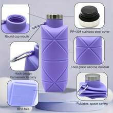 1pcs Collapsible Water Bottle Portable Reusable Leak-Proof Drop-Proof Water Cup Steel Lid Telescopic Cup For Fitness Sports - 橘色 - 查看 4