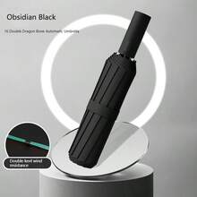 1pc Lightweight Automatic Travel Umbrella, Windproof Rainproof UV Protection Sunshade Umbrella, Foldable Dual-Use Umbrella