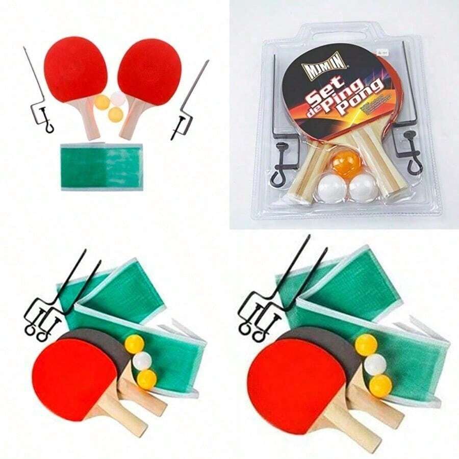 Set de Ping Pong 2 Raquetas +3 Pelotas +Postes con Red - 123 - Ver 1