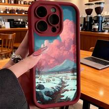 Funda de teléfono de moda, compatible con varios modelos de ,  y , funda de teléfono con paisaje invernal con estampado de montaña y ovejas para modelos de ,  y , protector de teléfono, funda de pareja, regalo para novio o novia, regalo de vacaciones, este es un regalo popular para amigos o socios, adecuado para ocasiones de negocios. Duradera, resistente a las manchas y a las huellas dactilares, esta nueva funda para teléfono de hombres y mujeres es un gran regalo. - Blanco - Ver 4