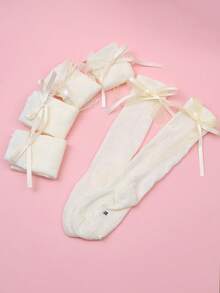 3 Pairs Of Girls' Lace Bow Stockings With Soft And Skin Friendly Lolita Princess Style Children's Party Dress And Socks - White - View 8