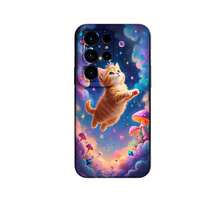 1PC Phone Case ,  Cat Floating In Space With Mushrooms , Stylish Phone Case, Phone Decoration, All-around Lens Protection, Creative Small Gift, Funny Gift for Boys and Girls - Negro - Ver 7