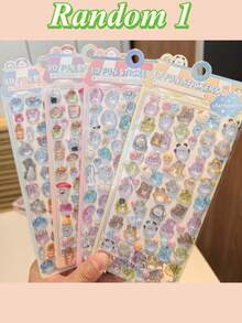 高品质第二代3D立体镂空卡通贴纸，可爱奖励3D贴纸 - 彩色 - 查看 16