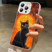 1pcs Mystic Black Cat Phone Case Compatible with Apple Phone 11 12 13 14 15 16 17 Pro Max 7plus 8plus Xs Max XS Antidrop Phone Case Shock Proof Vintage Funky Personality Stunning Elegant Can Be Given To Friends Can Be Given To A Lover - Plateado - Ver 4