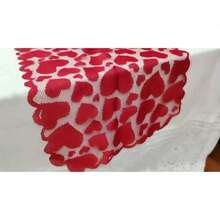 1 PC Valentine's Day Heart Table Runner, Red Heart Lace Table Runner, Family Dining Table Decoration, Valentine's Day Table Runner - Đỏ - Xem 5