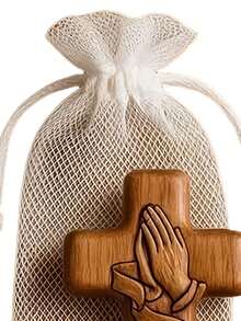 Prayer Cross Gift, Resin Cross Handheld Pocket Cross With Mesh Bag - Finger Relaxation Religious Gift, Christian Prayer Church Gift, Prayer Cross Pocket Card 3D Gift, Gift Bag For Loved Ones - Multicolor - View 4