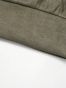 【四季皆宜】男士四分之一拉链立领撞色抓绒针织休闲日常长袖卫衣 冬季 - 軍綠色 - 查看 4