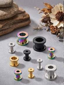 CIZME 2 chiếc khuyên tai nong tai đơn giản bằng thép không gỉ, nút bịt tai dạng ống, kích thước 1.6mm/2mm/3mm/4mm/5mm/6mm/8mm/10mm, kiểu dáng PUNK, trang sức xỏ khuyên tai cho nam nữ, thích hợp đeo hàng ngày, làm quà tặng dự tiệc. - Khuyên tai - Xem 3