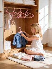 20pcs/10pcs Plastic Children's Hangers, Non- Waterproof Clothes Drying Rack, Baby Clothes Organizer - Multicolor - View 9