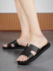 Men's Summer Outdoor Sports Soft Bottom Beach Slippers, Casual Indoor Home - Black - View 5