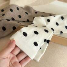 5 Pairs Women's Mid-Calf Socks, Polka Dot Contrast Color Pattern, Sweet & Fashionable, Ins Style High-Top Socks, Lightweight Breathable Comfortable, Moisture-Wicking, Suitable For Sports, Casual And Streetwear, Spring/Autumn