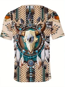 SIAOMA Unisex  Short Sleeve Tees Native  T-Shirt For Men Unisex 3D Print T-Shirt Cool Aesthetic Graphic Tee For Men Women,  All Over Print Design, Festival Outfit, Streetwear Vibes, Dope Gift Idea - 混合色 - 查看 4