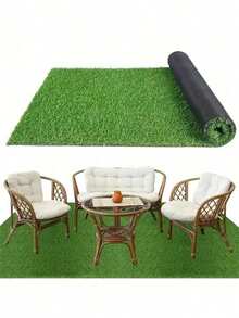 1pc 19.7x197 Inch High Quality Artificial Grass, Plastic Material, Outdoor Artificial Carpet, Realistic Indoor/Outdoor Grass Mat, Suitable For Outdoor Garden, Yard, Balcony Decoration, Beach And Swimming Scenes. [Can Be Cut Freely] - Green - View 3