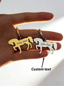 Customized Personalized Keychain, Cartoon Pony Shaped Keychain, Customizable With Pet Name, Letter Blessing, Perfect Ideal Gift For Horse Pet Lovers - Multicolor - View 1