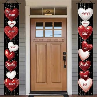 Avião 2D, 1 par de dísticos chineses de dupla face para o Dia dos Namorados - Corações vermelhos e frases de amor românticas, decoração bilíngue para pendurar na porta, decoração romântica durável para ambientes internos e externos, adequada para casamentos e festas de Dia dos Namorados (simbólico)