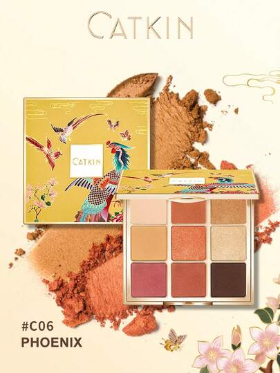  CATKIN 眼影盘 闪亮眼影 哑光和闪片彩妆 哑光珠光 高显色度彩妆盘 眼影 9色 中性色眼影 C06 凤凰
