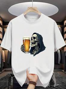 Camiseta de Algodón 100% para Hombre - Manga Corta, Cuello Redondo, Estampado Digital, Cómoda para Todas las Estaciones, Lavable a Máquina, Ideal para Salidas Diarias, Cuello Redondo, Diseño Circular, Camiseta Casual de Verano T-shirt Grungy psychedelic album cover with distorted eyes star and bold text "ENDLESS ST - Blanco - Ver 1