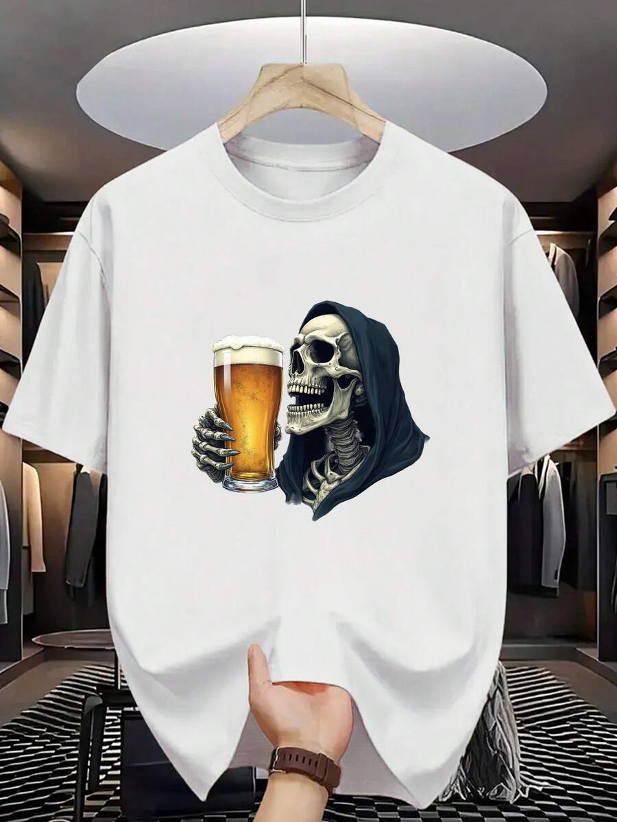 Camiseta de Algodón 100% para Hombre - Manga Corta, Cuello Redondo, Estampado Digital, Cómoda para Todas las Estaciones, Lavable a Máquina, Ideal para Salidas Diarias, Cuello Redondo, Diseño Circular, Camiseta Casual de Verano T-shirt Grungy psychedelic album cover with distorted eyes star and bold text "ENDLESS ST - Blanco - Ver 1