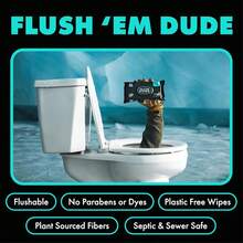DUDE Wipes Mint Chill Flushable Wipes, 48 Count Extra-Large Adult Wet Wipes, Infused With Tea Tree Oil Vitamin E & Aloe, Plant-Based Plastic Free Fibers, Septic & Sewer, Travel Pack, Mint Chill Cooling Effect, Bathroom Essentials & Personal Care - 1 - 查看 7