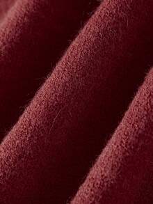 Womens Sweater Ponchos High Neck Loose Fit Solid Color Winter Tassel Capes And Shawls - Burgundy - View 10