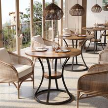 Tribesigns Round Dining Table For 2-4, 80cm Kitchen Dining Room Table With Storage & Metal Base, Small Wooden Circle Dinner Tables Space Saving Kitchen Tables For Living Room, Rustic Brown - Marrón - Ver 6