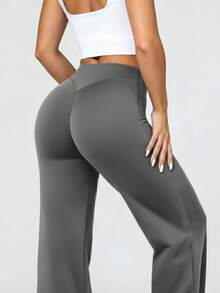VVX Yoga Pants Women High Waist Stretch Casual Soft Straight Leg Bottoms - Xám - Xem 5