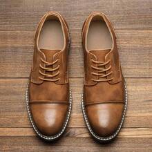 Men's Casual Shoes, Commuting & Outdoor Sports, Anti-Slip & Durable, Classic Derby Shoes, Fashionable Retro Work Boots - Ginger - View 6