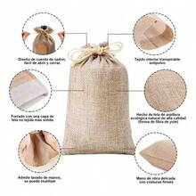 Tendencia50pz Bolsas Costales Yute Con Cordón Dulcero Regalo RecuerdoCalidad premium - Beis - Ver 5
