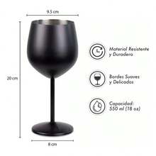TendenciaJuego De 2 Copas De Acero Inoxidable Para Vino, 18oz Negro NegroCalidad premium - Negro - Ver 6