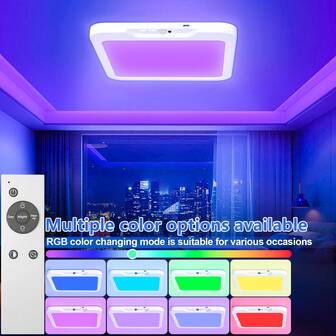 1pc Rechargeable LED Ceiling Light, 5000MAH Battery Capacity, RGB Backlight Color, Includes Remote Control, Modern Ceiling Lamp, Suitable For Bedrooms, Living Rooms, Game Rooms, Parties, And Festivals