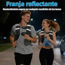 Chaleco Con Peso 5Kg/10Kg, Chaleco de Peso para Ejercicio, Weighted Vest Ajustable Ergonómico con Correas Reforzadas, Rayas Reflectantes y Bolsa de Malla, Ideal para Entrenamiento de Fuerza,Fitness,Correr - Negro - Ver 4