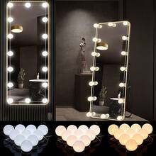 USB 3-Color LED Makeup Light, Adjustable Brightness & Color Temperature, Can Be Installed On Vanity Mirror, Available In 4/6/8/10/12/14 LED Bulb Sizes