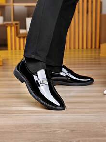 2026新款男士软皮正装商务鞋，光泽优雅的英伦风百搭鞋款，透气舒适的男士假日正装鞋 - 黑色 - 查看 4