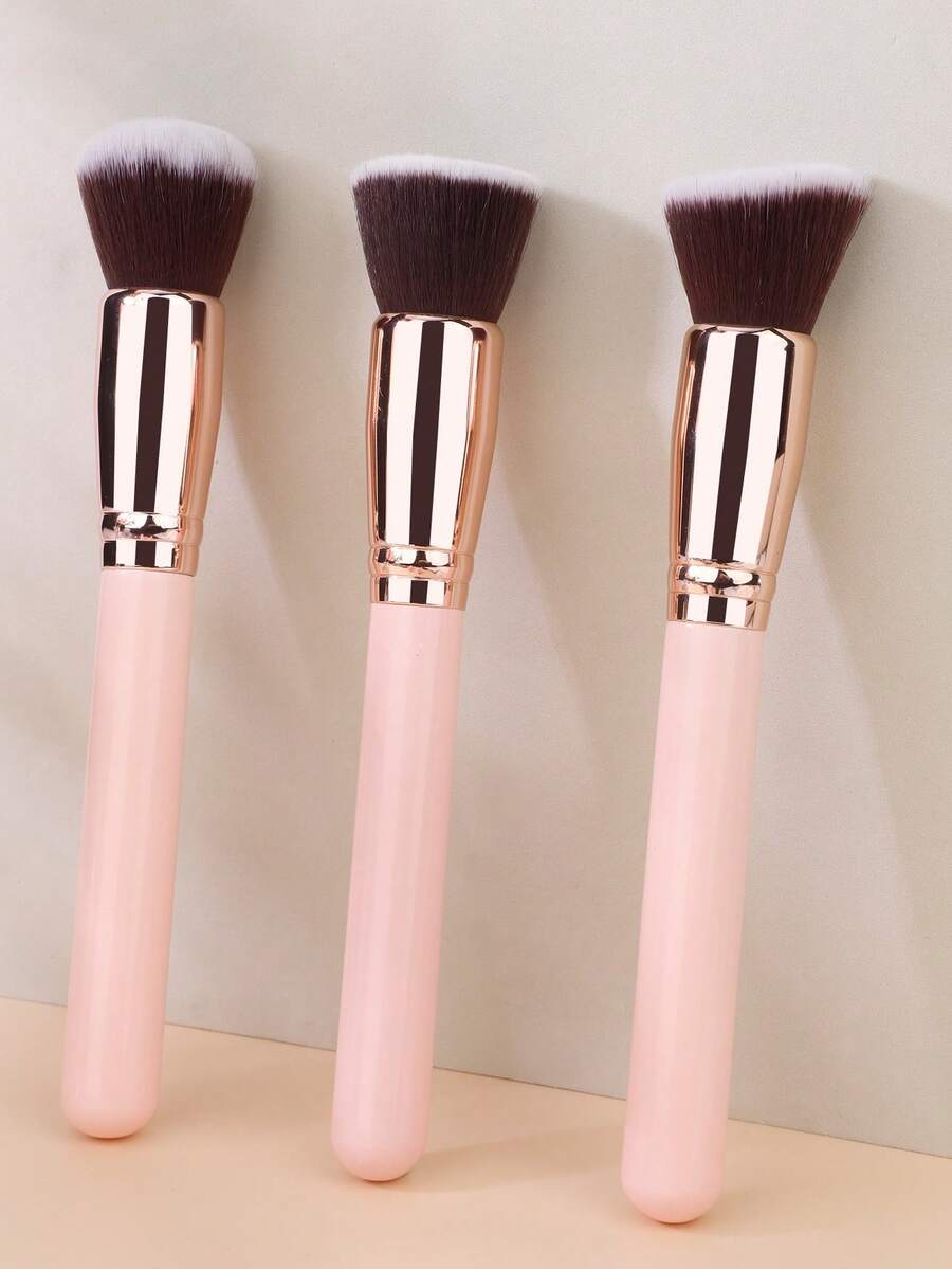 1 BB霜化妆刷 平头粉底刷 斜头修容刷 轮廓刷 散粉刷 蜂蜜刷 木柄尼龙毛化妆刷工具，新手推荐。 - 粉色 - 查看 1