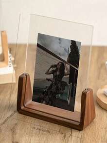 This 6/7/8 Inch U-Shaped Photo Frame Is Made Of A Combination Of Acrylic And Walnut/Beech Wood Materials. It Can Be Placed Horizontally Or Vertically, And The Wooden Frame Is Removable. It Is An Ideal Choice For Home Decor, Gifts, Or As A Wooden Photo Frame. Suitable For Office Desks, Bedrooms, Study Desks, Living Rooms, And Other Spaces. It Is Also A Perfect Choice For Room Decoration, Home Decor, Wedding Supplies, Women's Gifts, And Valentine's Day Gifts. - Multicolor - View 2