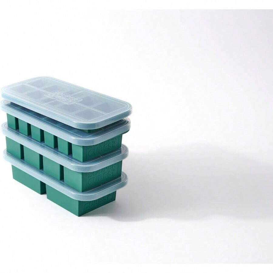 Silicone Freezer Molds Gift Set With 2 Tbsp, 1/2, 1, And 2 Cup Silicone Freezer Trays With Lids - Meal Prep And Kitchen Essentials Bundle - Aqua - Cải xoăn - Xem 1