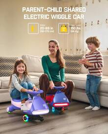 Coche eléctrico FanttikRide N7 Pro con pedales, batería recargable, CyberWiggle, coche oscilante 2 en 1, 2 velocidades (máx. 6,4 km/h), sistema antivuelco, ruedas con luces intermitentes, Bluetooth, para niños de 3 años en adelante, soporta hasta 68 kg, color azul. - Rosa Fucsia - Ver 3