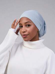 1pc Women's Classic 2-In-1 Turban Headscarf & Non-Slip Hair Clip, Pleated Design, High-Elasticity Jersey Fabric, Moisture-Wicking & Breathable, Suitable For Muslim Daily Life And Gatherings - Multicolor - View 10