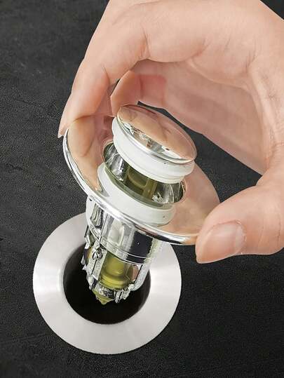 Stainless Steel Bounce-Back Sink Drain Strainer, Universal Sink Drain Stopper, Hair Catcher, Odor Preventer, Pressure Filter Core, Multi-Functional Sink Drain Accessories