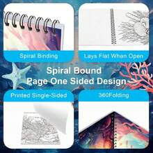 Libros para Colorear Adultos Océano, Libros de Colorear 30 Páginas Papel Grueso, Lmpresión a una Cara Libros para Colorear, Encuadernación Espiral para Relajación, Regalo Mindfulness y Antiestrés,37367581 - Rosa Pálido - Ver 2