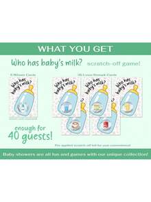 40件套适合女孩的派对趣味婴儿派对游戏，40张刮刮乐彩票，婴儿游戏创意，刮刮乐游戏，粉色，蓝色 - 彩色 - 查看 1