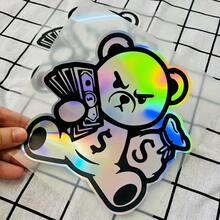 1pc Fierce Bear Motorcycle Laser Effect Vinyl Decal Sticker - Self-Adhesive Waterproof Sticker, Suitable For Motorcycle Body, Fairing, Bumper - Durable Scratch-Resistant Decoration - A - View 8