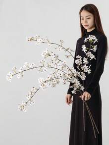 1/3/6支装仿真樱花，花茎长112厘米/44.09英寸，适用于室内装饰、派对装饰、办公室装饰、DIY花束、花园装饰、婚礼装饰、家居装饰、春季装饰、情人节装饰、浴室装饰、客厅装饰、卧室装饰。 - 彩色 - 查看 2